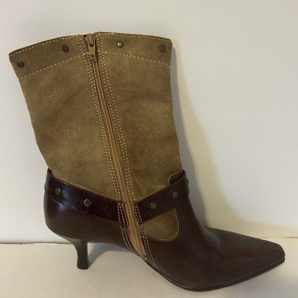 Matisse Flash Natural Suede Leather Pointed Mid-Calf Boots Western Size 8.5 - Picture 11 of 11